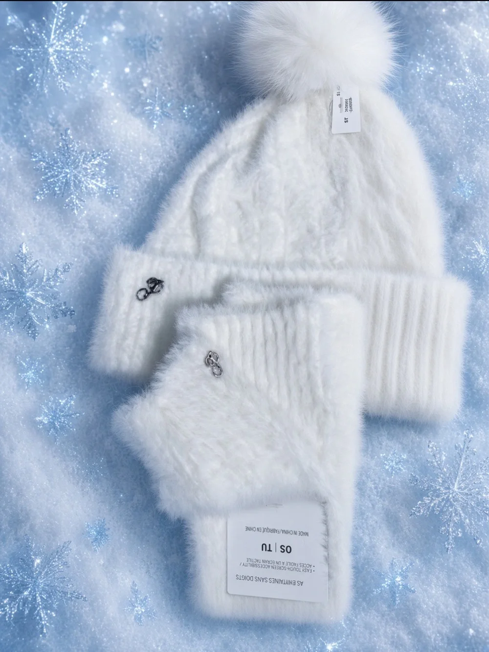 PINK Victoria’s Secret - Fuzzy “P” Beanie & Fingerless Gloves Winter SET